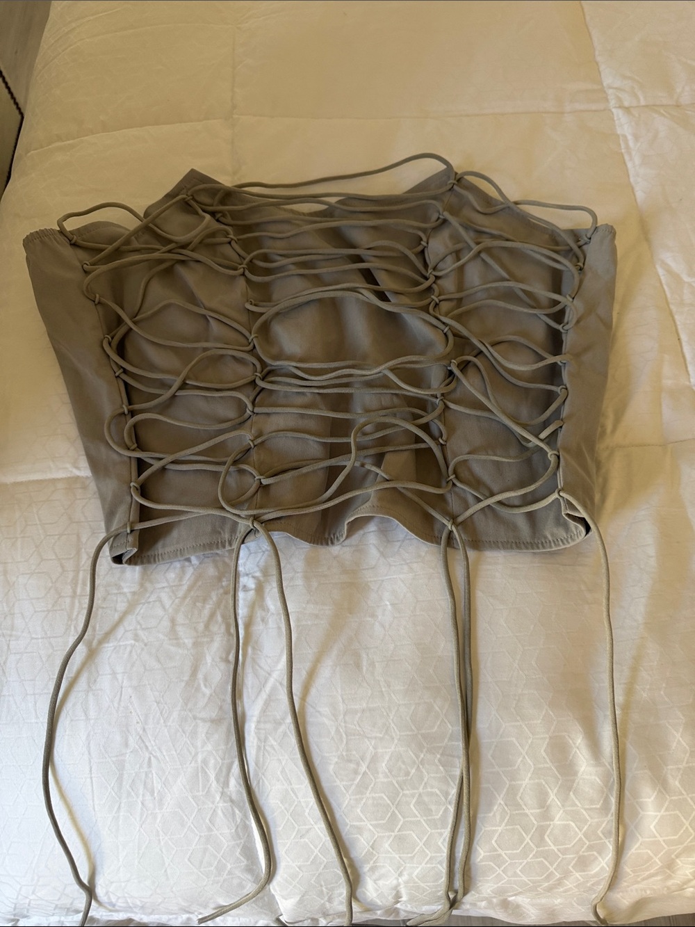 Women's Gray Lace-Up Crop Top